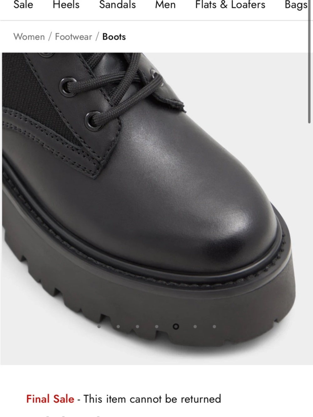 Aldo Black Lace-Up Platform Combat Boots - Picture 5 of 8